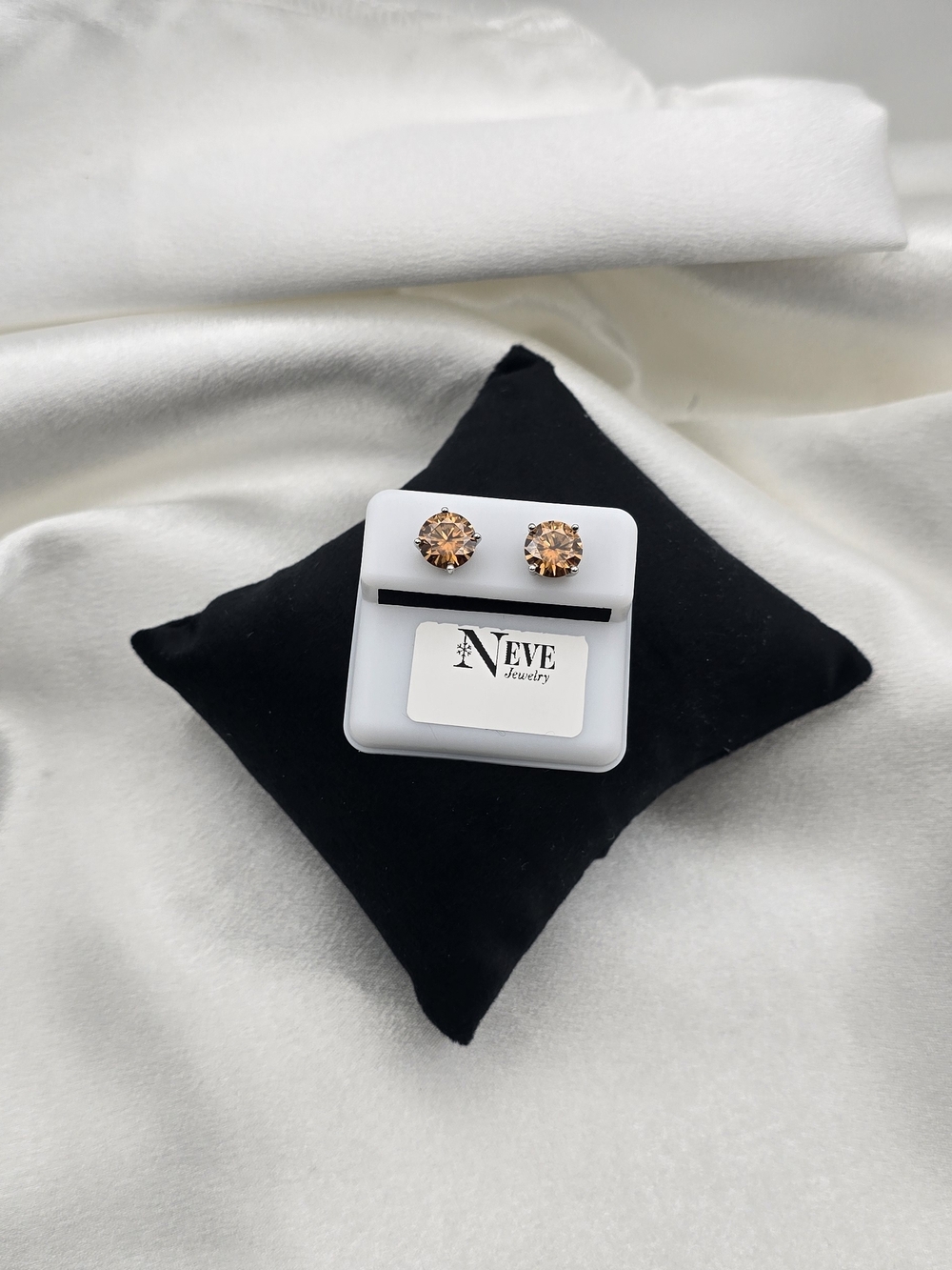 Neve Jewelry Mocha Moissanite Sterling Silver 925 Stud Earrings